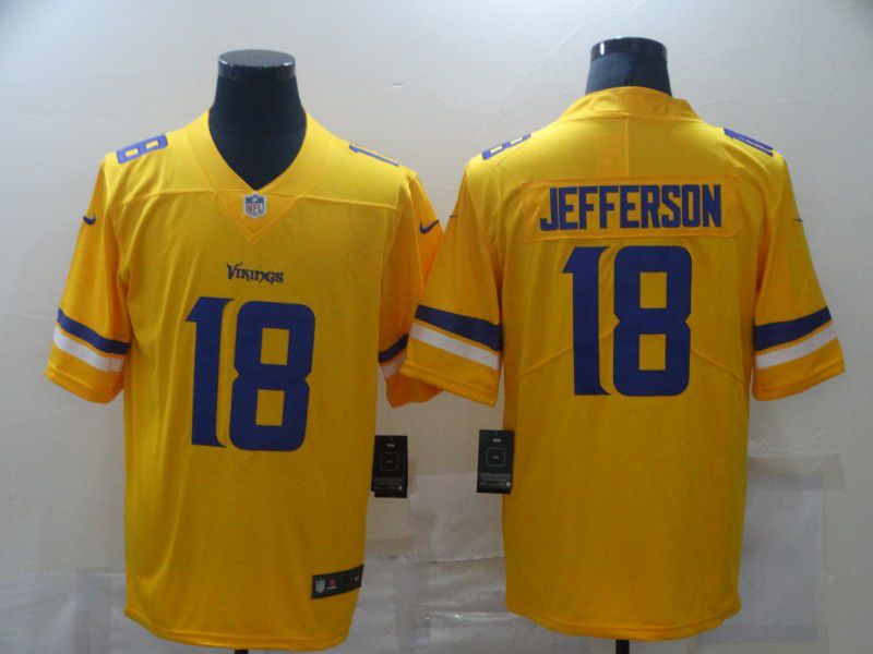 Men Minnesota Vikings #18 Jefferson Yellow Nike Limited Vapor Untouchable NFL Jerseys